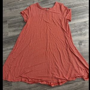 Orange stripe T shirt dress | Super soft | Size : L